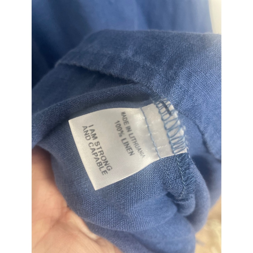 FLAX Tara Maxi Dress Dreft Blue 100% Linen V-Neck Short Sleeve Oversized Large - Picture 6 of 6